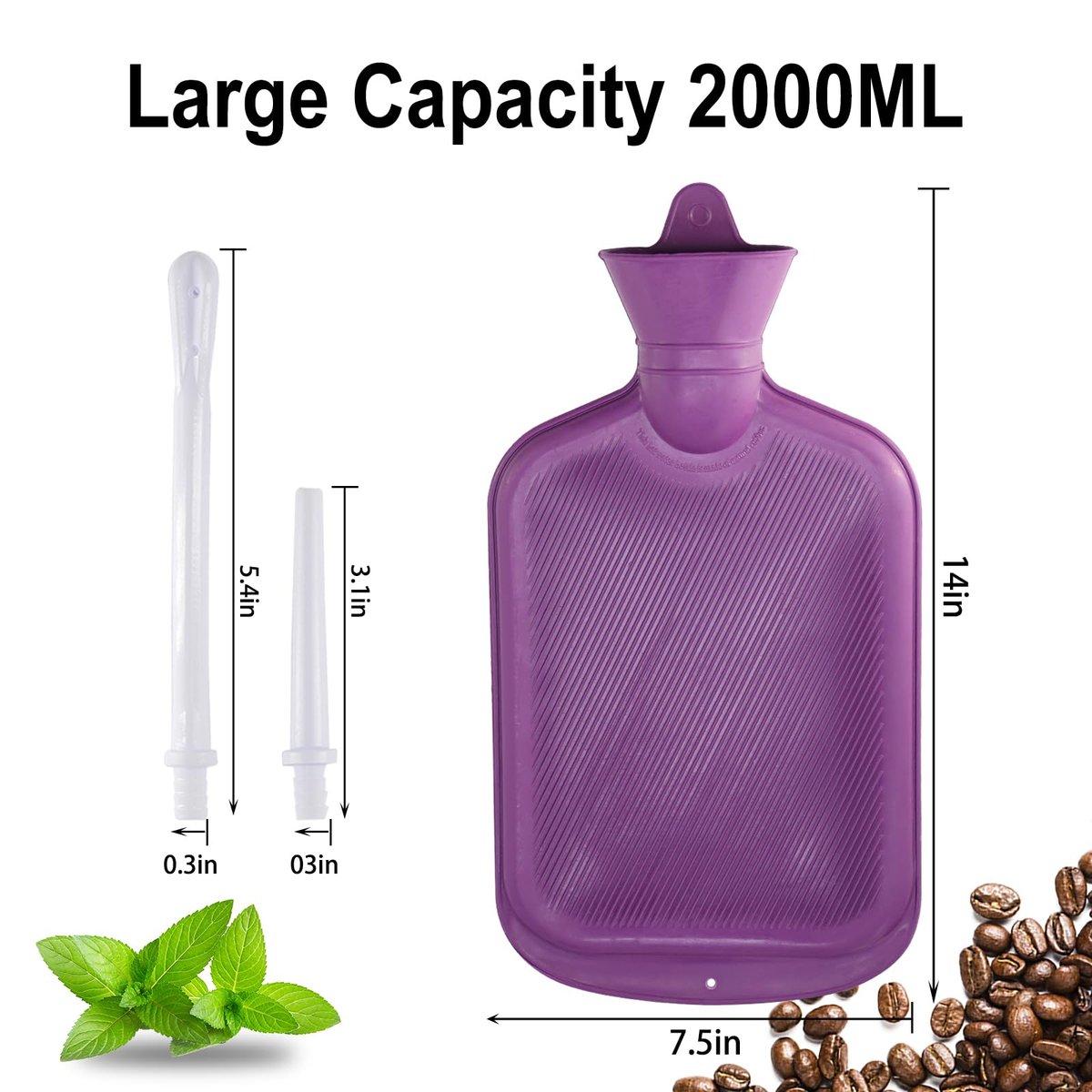 Einlauf-Kit mit 5-Fuß-Schlauch für Kaffeeeinläufe zu Hause – Kolon-Reinigungsset mit Schlauch, Aufsätzen, Klemme und Haken (2 L, Lila, Gummi)
