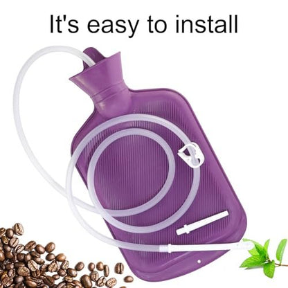 Einlauf-Kit mit 5-Fuß-Schlauch für Kaffeeeinläufe zu Hause – Kolon-Reinigungsset mit Schlauch, Aufsätzen, Klemme und Haken (2 L, Lila, Gummi)