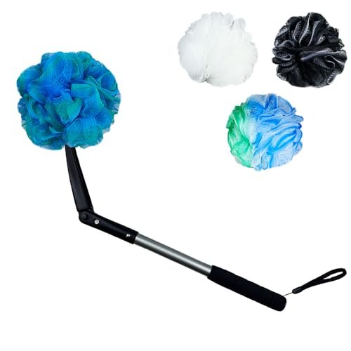 EASACE Langstieliger Luffa-Schwamm mit Badeschwämmen – Rückenbürste & Körperpeeling für Dusche, ideal für Senioren & Behinderte, weicher Luffa zum Baden für Männer & Frauen