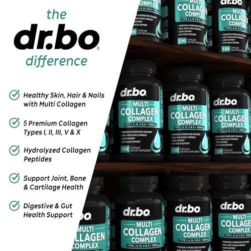 Multi-Kollagen-Peptide für Frauen & Männer – Typ I, II, III, V & X – Hydrolysierte Kollagenkapseln für Haut, Haare & Nägel – 120 Protein-Kapseln