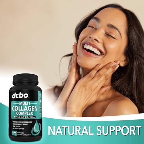 Multi-Kollagen-Peptide für Frauen & Männer – Typ I, II, III, V & X – Hydrolysierte Kollagenkapseln für Haut, Haare & Nägel – 120 Protein-Kapseln