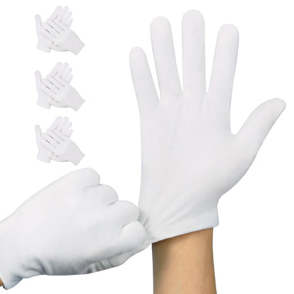 3 Paar Weiße Baumwollhandschuhe, Premium Baumwollhandschuhe für trockene Hände beim Schlafen, Weiße Handschuhe zur Feuchtigkeitspflege für Frauen und Männer, Stoffhandschuhe bei Ekzemen, Spa-Handschuhe für Lotion über Nacht von Htaexpu