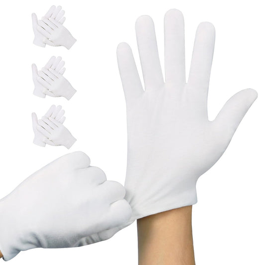 3 Paar Weiße Baumwollhandschuhe, Premium Baumwollhandschuhe für trockene Hände beim Schlafen, Weiße Handschuhe zur Feuchtigkeitspflege für Frauen und Männer, Stoffhandschuhe bei Ekzemen, Spa-Handschuhe für Lotion über Nacht von Htaexpu