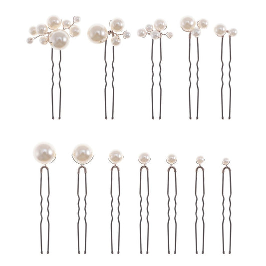 12 Perlen-Haarnadeln für Braut Hochzeitsaccessoires Handgefertigt Perlen-Haarspangen für Bräute Frauen Mädchen