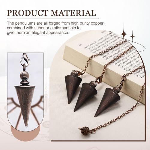 Kupfer-Pendel für Wahrsagerei & Wünschelruten – 9-Zoll-Pendelanhänger mit Kette, Reiki-Werkzeug für Pendeltafel, spirituelle Heilung, Chakren-Ausgleich & Hexenzubehör