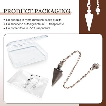 Kupfer-Pendel für Wahrsagerei & Wünschelruten – 9-Zoll-Pendelanhänger mit Kette, Reiki-Werkzeug für Pendeltafel, spirituelle Heilung, Chakren-Ausgleich & Hexenzubehör