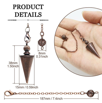 Kupfer-Pendel für Wahrsagerei & Wünschelruten – 9-Zoll-Pendelanhänger mit Kette, Reiki-Werkzeug für Pendeltafel, spirituelle Heilung, Chakren-Ausgleich & Hexenzubehör