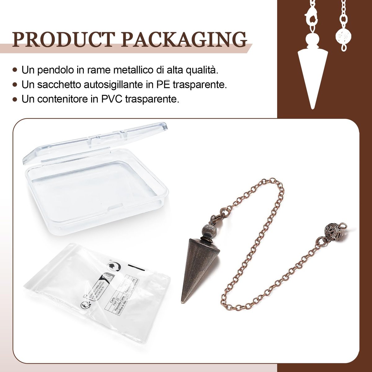 Kupfer-Pendel für Wahrsagerei & Wünschelruten – 9-Zoll-Pendelanhänger mit Kette, Reiki-Werkzeug für Pendeltafel, spirituelle Heilung, Chakren-Ausgleich & Hexenzubehör