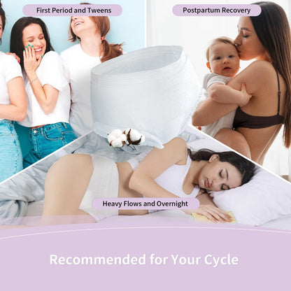 Bio-Baumwoll-Einweg-Damenbinden für sensible Haut, Wochenbettwindeln, Inkontinenzeinlagen, 360° auslaufsicher, für starke Menstruation über Nacht, Größe L/XL, 10 Stück