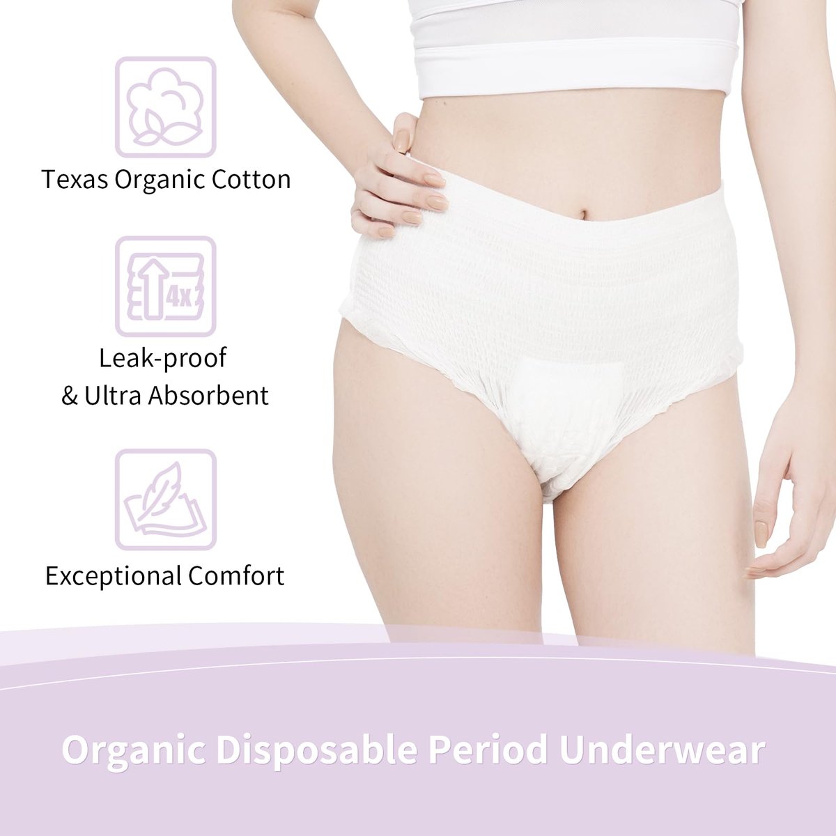 Bio-Baumwoll-Einweg-Damenbinden für sensible Haut, Wochenbettwindeln, Inkontinenzeinlagen, 360° auslaufsicher, für starke Menstruation über Nacht, Größe L/XL, 10 Stück