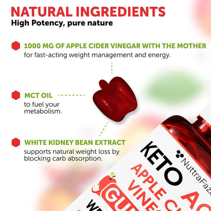 Keto ACV Gummies Fortgeschrittener Gewichtsverlust - ACV Keto Gummis für Gewichtsverlust für Frauen und Männer - Keto Gummies Supplement - Entgiftung & Reinigung, Verdauung - Apfelessig - Apfelgeschmack