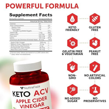 Keto ACV Gummies Fortgeschrittener Gewichtsverlust - ACV Keto Gummis für Gewichtsverlust für Frauen und Männer - Keto Gummies Supplement - Entgiftung & Reinigung, Verdauung - Apfelessig - Apfelgeschmack