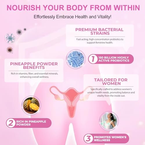 Vaginale Probiotika für Frauen – pH-Balance, feminine Balance Gummibärchen mit Ananasgeschmack – 60 Stück