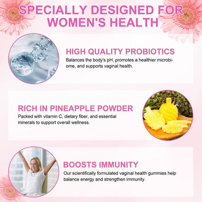 Vaginale Probiotika für Frauen – pH-Balance, feminine Balance Gummibärchen mit Ananasgeschmack – 60 Stück
