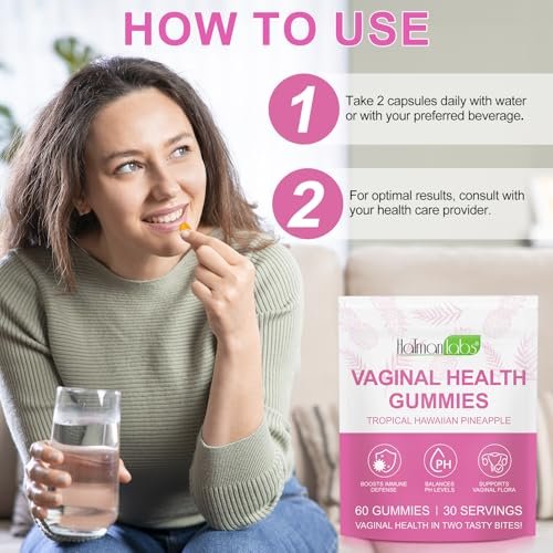 Vaginale Probiotika für Frauen – pH-Balance, feminine Balance Gummibärchen mit Ananasgeschmack – 60 Stück