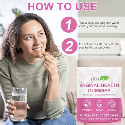 Vaginale Probiotika für Frauen – pH-Balance, feminine Balance Gummibärchen mit Ananasgeschmack – 60 Stück