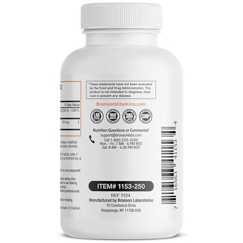 Bronson Vitamin K2 (MK7) mit D3 Extra Stark - Knochen- und Herzgesundheit, nicht gentechnisch verändert - 10.000 IE Vitamin D3 & 120 mcg Vitamin K2 MK-7 - leicht zu schlucken - 250 Kapseln