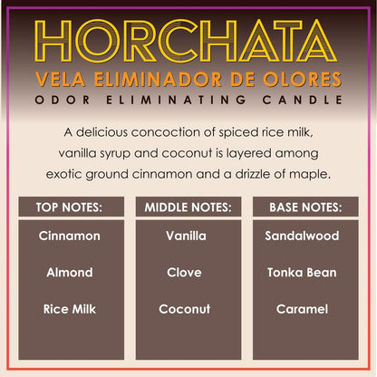 Horchata Duftkerze zur Geruchsbeseitigung – Beseitigt 95 % von Haustier-, Rauch-, Lebensmittel- und anderen Gerüchen schnell – bis zu 80 Stunden Brenndauer – 340 g Premium Soja-Wachs-Mischung
