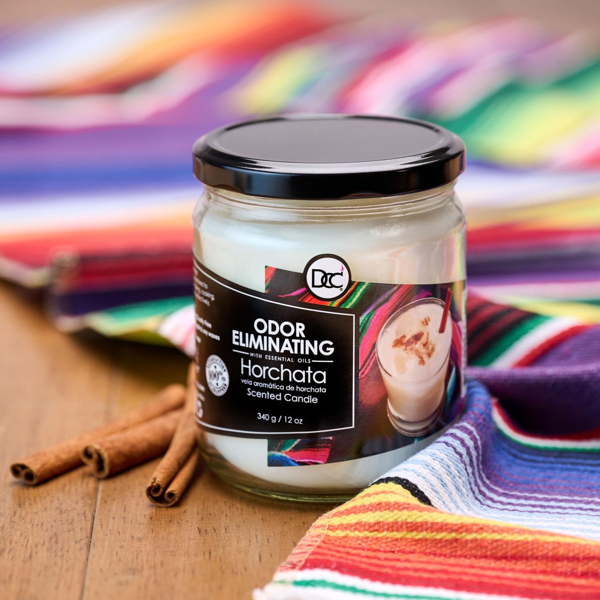 Horchata Duftkerze zur Geruchsbeseitigung – Beseitigt 95 % von Haustier-, Rauch-, Lebensmittel- und anderen Gerüchen schnell – bis zu 80 Stunden Brenndauer – 340 g Premium Soja-Wachs-Mischung