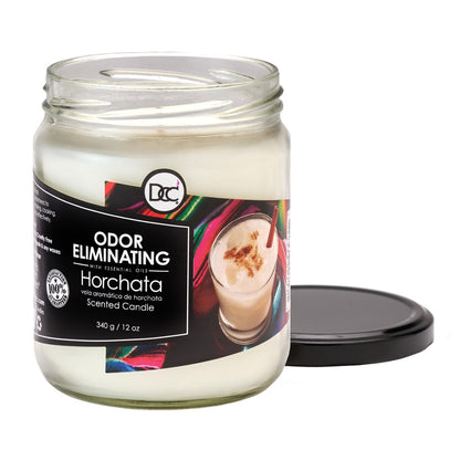 Horchata Duftkerze zur Geruchsbeseitigung – Beseitigt 95 % von Haustier-, Rauch-, Lebensmittel- und anderen Gerüchen schnell – bis zu 80 Stunden Brenndauer – 340 g Premium Soja-Wachs-Mischung