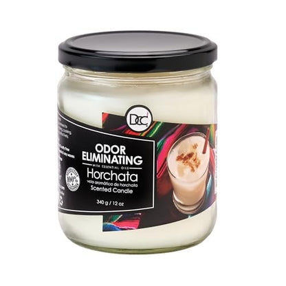 Horchata Duftkerze zur Geruchsbeseitigung – Beseitigt 95 % von Haustier-, Rauch-, Lebensmittel- und anderen Gerüchen schnell – bis zu 80 Stunden Brenndauer – 340 g Premium Soja-Wachs-Mischung