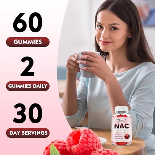 XIAAN NAC Gummies für Kinder & Erwachsene – N-Acetylcystein 1000 mg | Antioxidantien & Immununterstützung | Lungen- & Lebergesundheit | Himbeergeschmack | 60 Stück