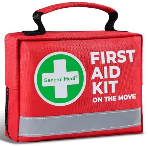 General Medi Erste-Hilfe-Set – 150-teiliges kompaktes Erste-Hilfe-Set mit Kältekompresse und Notfalldecke für Zuhause, Reisen, Büro, Fahrzeug und Camping