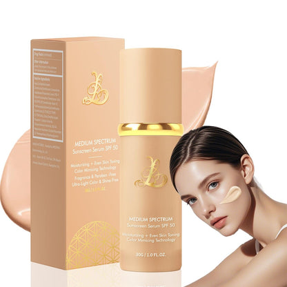 Foundation 4 in 1 - Mittleres Spektrum mit LSF 50+, Farbwechselnde Foundation, Feuchtigkeitsspendende farbwechselnde Foundation Make-up, Concealer, Sonnenschutz, Lang anhaltend & wasserfest für alle Hauttypen