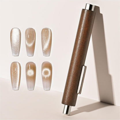 GAOY 3-in-1 Katzenaugen-Magnet für Nägel, Zigarrenförmiger Nagelmagnet, Multifunktions-Nagelmagnete für Nagelkunst-DIY zu Hause, Braun