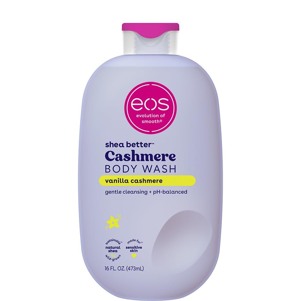 eos Duschgel Vanille – Feuchtigkeitsspendende Cremige Gelformel mit Sheabutter, Glycerin, Vitamin E, pH-ausgeglichen, für empfindliche Haut, vegan, 473 ml