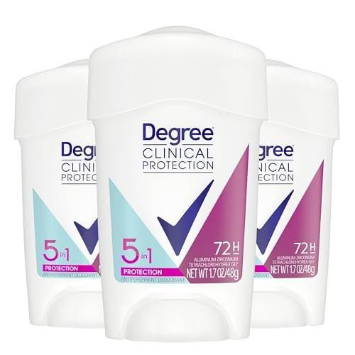 Degree Clinical Protection Antiperspirant Deodorant 5-in-1, 3er-Pack, 72-Stunden Schweiß- und Geruchsschutz, 1,7 oz
