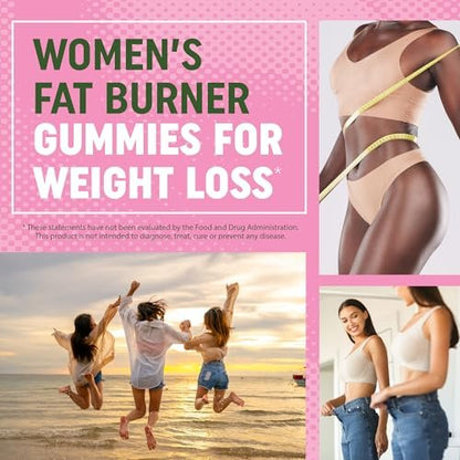 Frauen Fatburner Gummibärchen zur Gewichtsabnahme | Grüner Tee, Grüne Kaffeebohne, Garcinia Cambogia & Ketone | Fatburner für Frauen | Nahrungsergänzungsmittel mit grünem Tee | 60 Stück