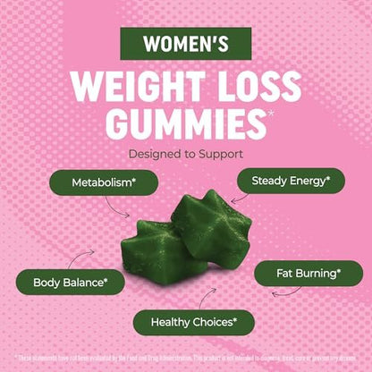 Frauen Fatburner Gummibärchen zur Gewichtsabnahme | Grüner Tee, Grüne Kaffeebohne, Garcinia Cambogia & Ketone | Fatburner für Frauen | Nahrungsergänzungsmittel mit grünem Tee | 60 Stück