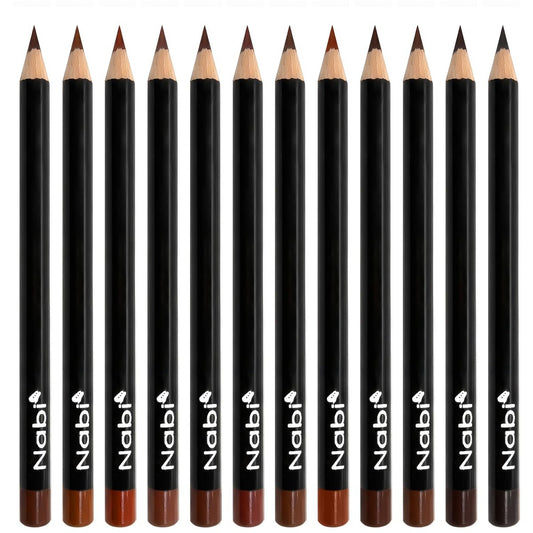 Nabi 12-teiliges braunes Lipliner-Set – Verschiedene Brauntöne | Langanhaltende, cremige Formel | Lippen-Make-up-Kit für Frauen