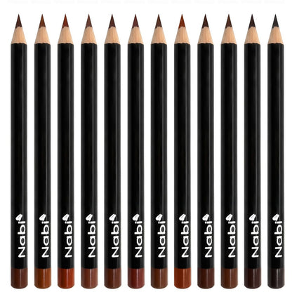 Nabi 12-teiliges braunes Lipliner-Set – Verschiedene Brauntöne | Langanhaltende, cremige Formel | Lippen-Make-up-Kit für Frauen