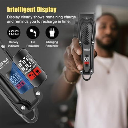 HIENA PRO Professioneller Haarschneider für Männer, Kabelloser Haarschneider für Haarschneide-Kit 3-in-1 LED-Haarschnitt-Set mit Folienrasierer, USB-C wiederaufladbarer Barber Haarschneider für Männer