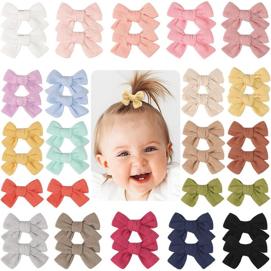 JOYOYO Baby Haarschleifen Clips in 20 Farben, Baumwoll-Leinen Stoff Haarschleifen, Alligator Haarspangen und Haaraccessoires für Babymädchen, Kleinkinder, Kinder