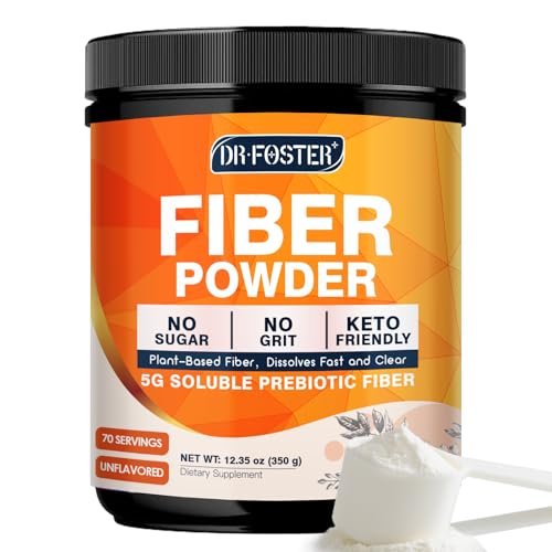 DRFOSTER Präbiotische Ballaststoffe Pulver ungesüßt - Löslicher Ballaststoff mit Akazienfaser & Inulin für die Verdauungsgesundheit | 5g pro Portion, 70 Portionen | Glutenfrei, zuckerfrei, vegan