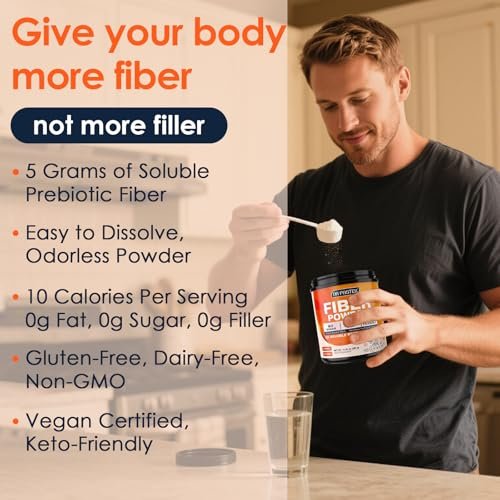 DRFOSTER Präbiotische Ballaststoffe Pulver ungesüßt - Löslicher Ballaststoff mit Akazienfaser & Inulin für die Verdauungsgesundheit | 5g pro Portion, 70 Portionen | Glutenfrei, zuckerfrei, vegan