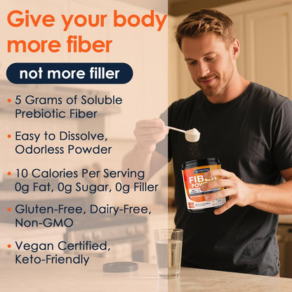 DRFOSTER Präbiotische Ballaststoffe Pulver ungesüßt - Löslicher Ballaststoff mit Akazienfaser & Inulin für die Verdauungsgesundheit | 5g pro Portion, 70 Portionen | Glutenfrei, zuckerfrei, vegan