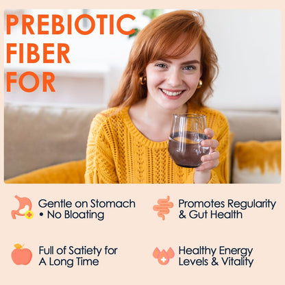 DRFOSTER Präbiotische Ballaststoffe Pulver ungesüßt - Löslicher Ballaststoff mit Akazienfaser & Inulin für die Verdauungsgesundheit | 5g pro Portion, 70 Portionen | Glutenfrei, zuckerfrei, vegan