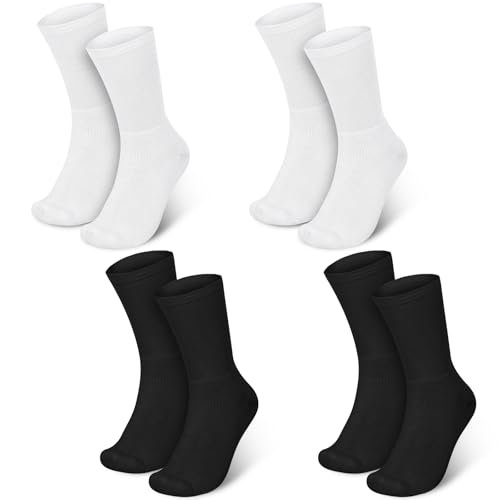Silicherry 4 Paar Baumwoll-Ekzem-Socken Weiß und Schwarz Feuchtigkeitsspendende Therapie-Socken für Erwachsene, Nasswickel, Juckreizlinderung, weiche Fußpflege