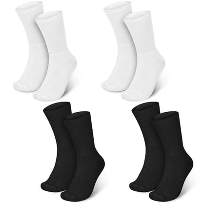 Silicherry 4 Paar Baumwoll-Ekzem-Socken Weiß und Schwarz Feuchtigkeitsspendende Therapie-Socken für Erwachsene, Nasswickel, Juckreizlinderung, weiche Fußpflege