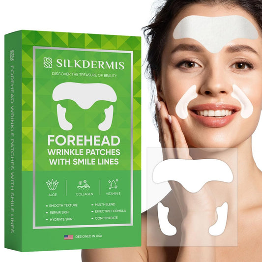 SILKDERMIS Smile Line und Stirnfalten-Patches: Anti-Falten-Pflaster mit Aloe, Kollagen, Vitamin E – 12 Stirnpflaster + 24 Smile Line Pflaster