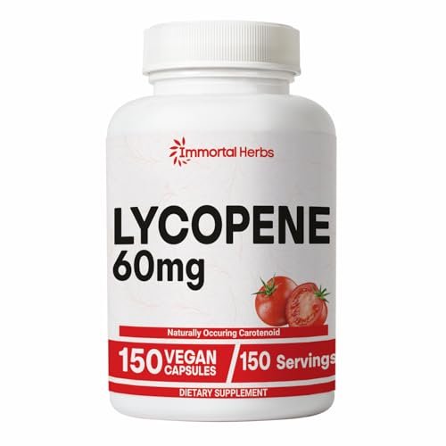 Immortal Herbs Lycopene Kapseln für Männer 60mg, 120 Kapseln, Natürliches Tomatenextrakt-Pulver, 4-Monats-Vorrat, 100% veganes Lycopin-Komplex, Non-GMO und glutenfrei Carotinoid-Ergänzung