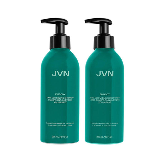 JVN Embody Volumizing Shampoo und Conditioner Set, 20 Fl Oz, Farbsicheres Klärendes Shampoo gegen Ablagerungen, Verleiht Fülle, Feuchtigkeit, Stellt Glanz wieder her, Haarpflege für Frauen und Männer, Silikon- und Sulfatfrei
