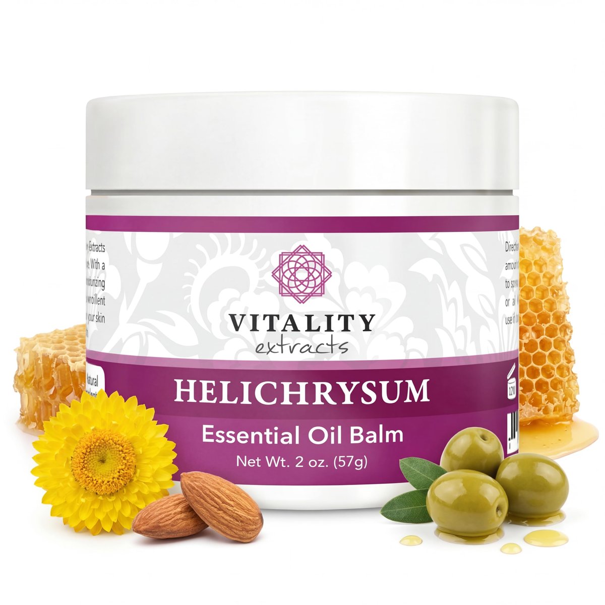 Vitality Extracts Helichrysum-Balsam - 60 ml, Helichrysum Gymnocephalum, Bienenwachs, Mandelöl, Ultra-Feuchtigkeitsspendend, Hautheilend, Ganzkörper-Hydratation
