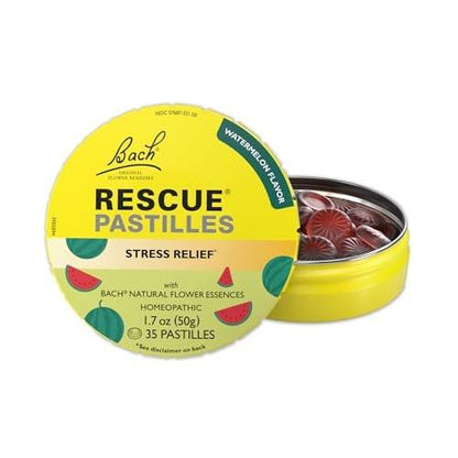 Bach RESCUE PASTILLES Wassermelone Geschmack - Stresslinderung Lutschtabletten, Homöopathische Blütenessenzen, 35 Stück